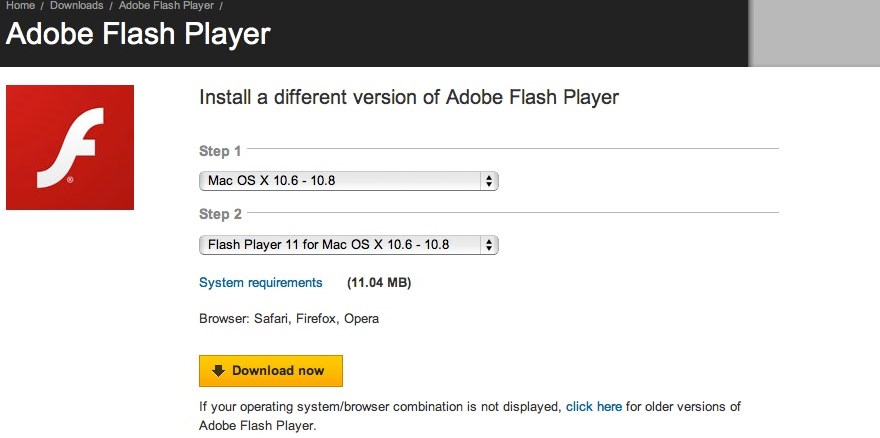 Adobe flash player mac os x download